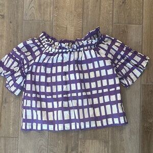 Purple and White Checkered Women's Blouse